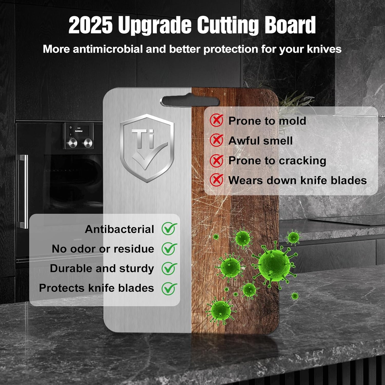Titanium Cutting Board for Kitchen - 100% Pure Titanium Cutting Boards Non Toxic - 2025 New Upgrade
