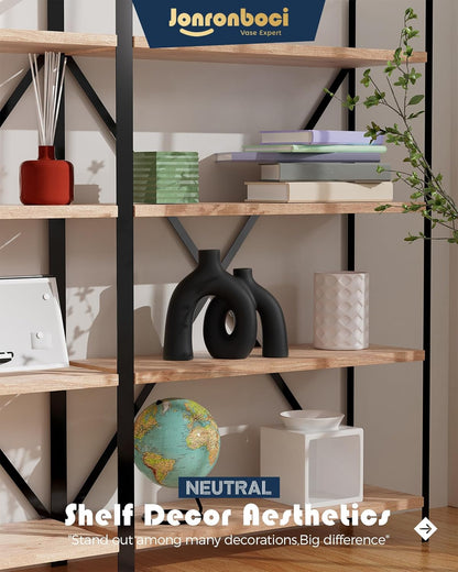 Matte Black Vase Set - Hug Hollow Donut Aesthetic Ceramic Vases Home Decor, Modern Nordic
