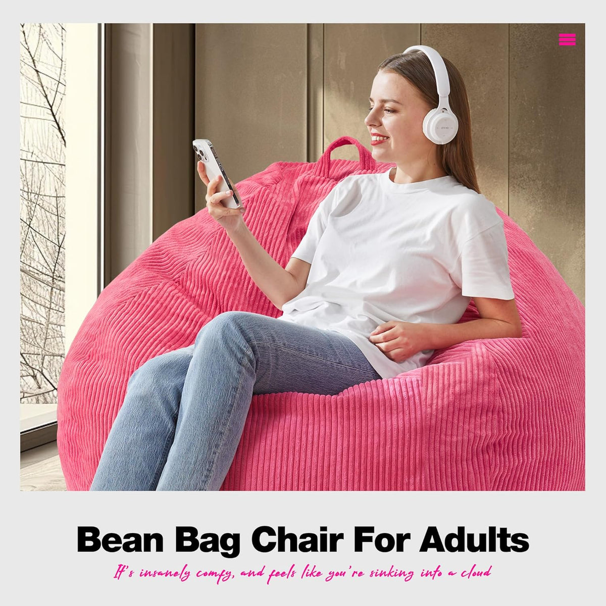 Hobestluk 4.5FT Bean Bag Chair Giant Bean Bag Chair with Filler Included Adult Bean Bag Chairs with
