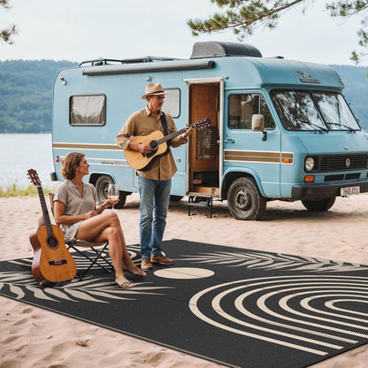 GENIMO Outdoor Rug 8' x 10' Waterproof for Patio Clearance, Reversible Lightweight Plastic Straw