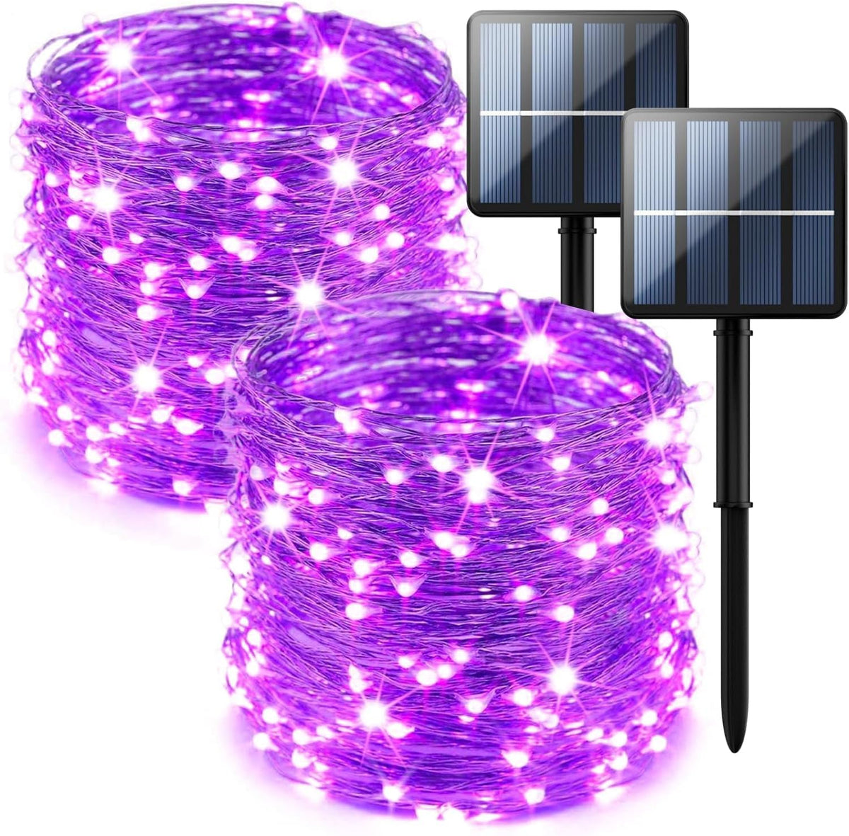 2-Pack 200 LED Solar Fairy Lights Outdoor, Upgraded Oversize Lamp Beads & Super Bright Solar String