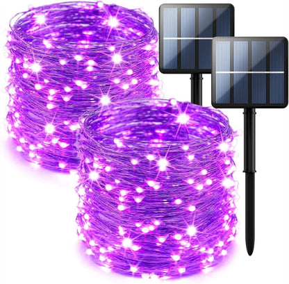 2-Pack 200 LED Solar Fairy Lights Outdoor, Upgraded Oversize Lamp Beads & Super Bright Solar String