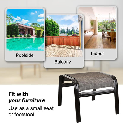 Patio Outdoor Ottoman Footstools Assembled Aluminum Footrest Side Table Small Chairs Patio Ottoman
