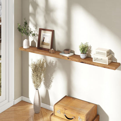 72" Floating Shelves, Live Edge Elm Wood Floating Shelf for Wall, Wall-Mounted Display Shelves with