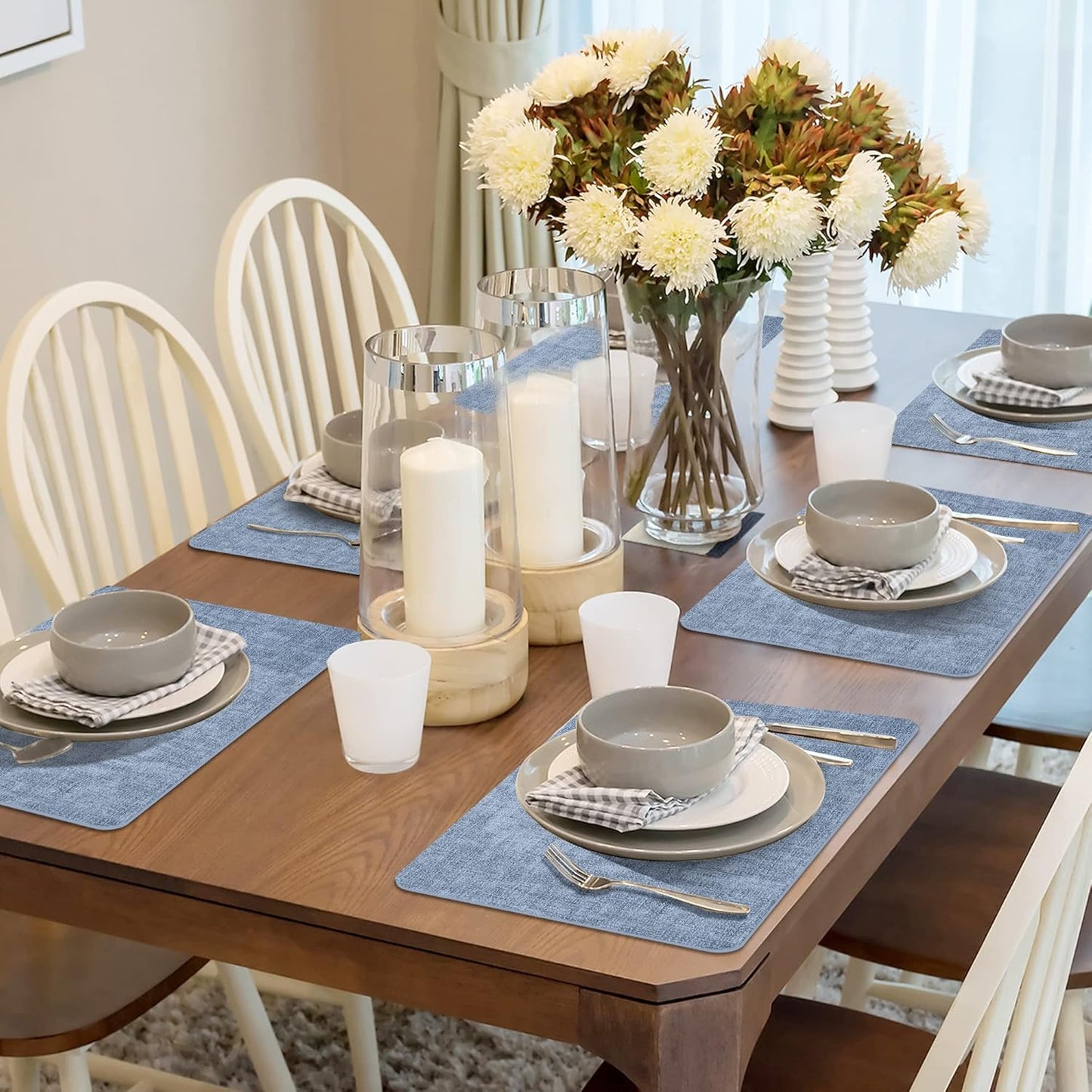 Maxpearl Faux Leather Placemats Set of 6 - Waterproof - Wipe Clean - Heat Resistant - Anti Slip