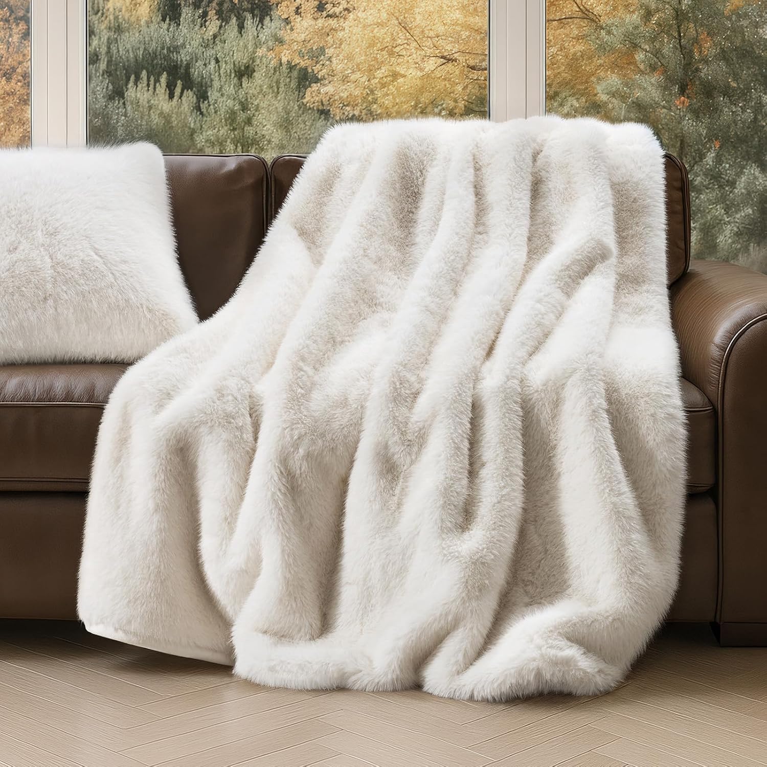 Luxury Faux Fur Throw Blanket, Soft Fluffy Faux Mink Blankets for Bed, Couch, Sofa, Thick Cozy