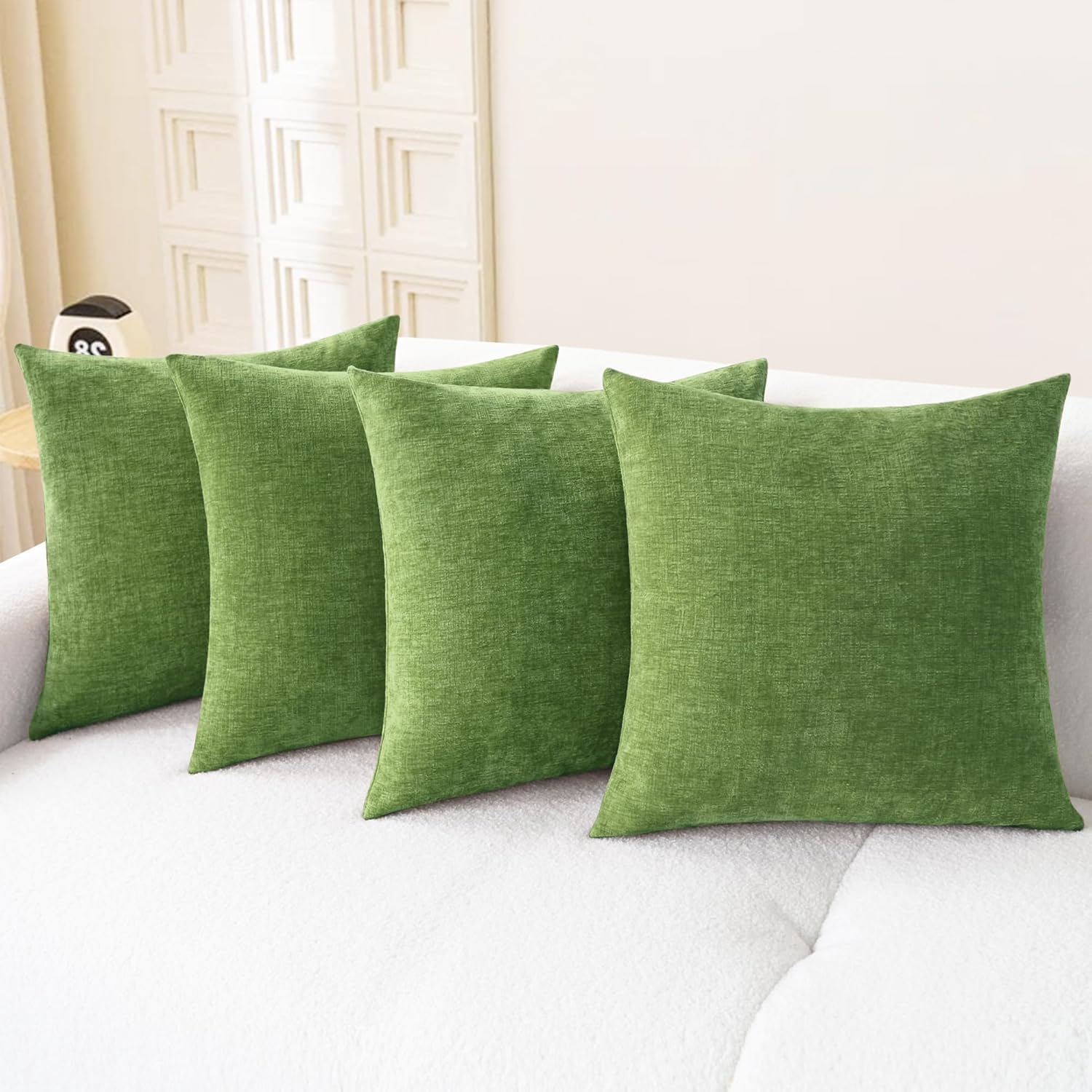 CaliTime Throw Pillow Covers Decorative 18 X 18 Inches Pack of 4 Cozy Chenille Cushion Cases for