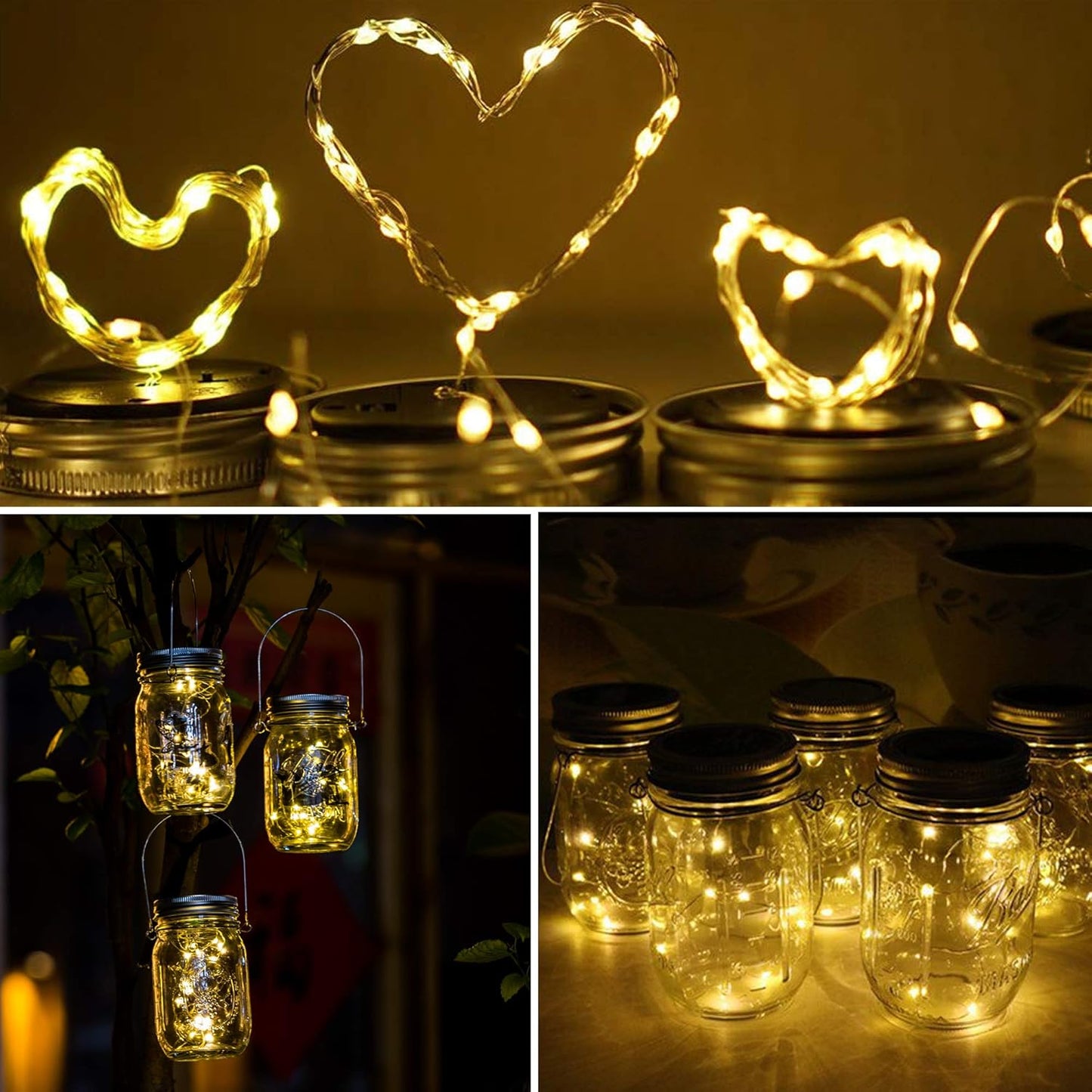 ZNYCYE Mason Jar Solar Lights for Outside, 12 Pack 30 LED Fairy Firefly Lights Mason Jar Solar Lids