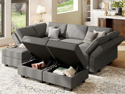 Belffin Modular Sectional Sleeper Sofa Couch with Storage Ottoman Convertible Sectional Couches for