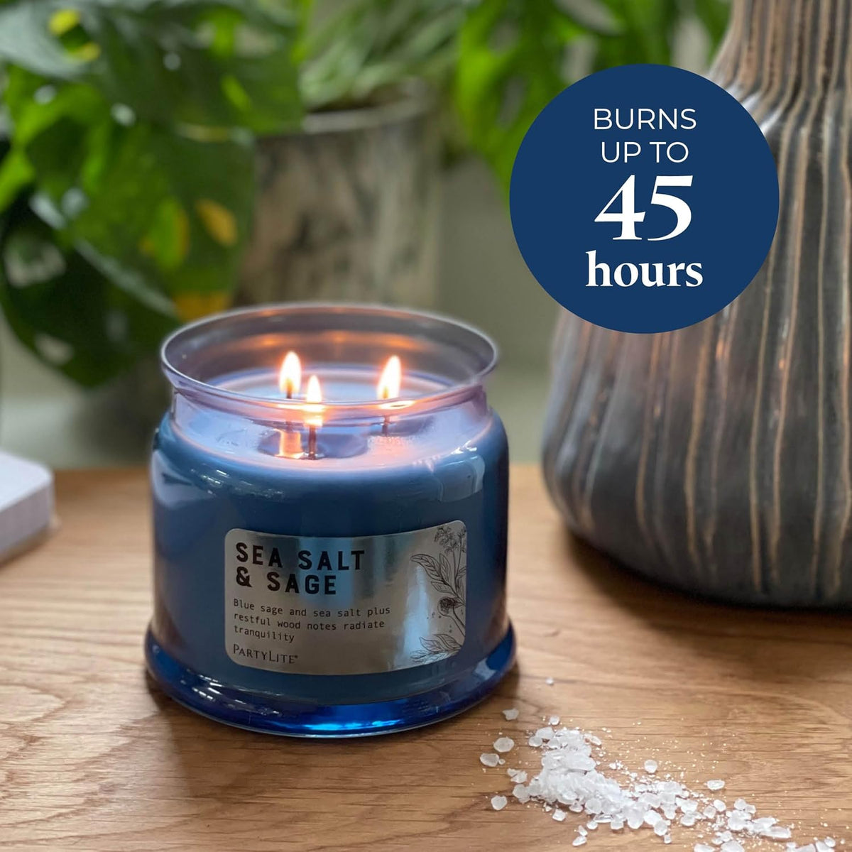 PartyLite Sea Salt & Sage Scented, Notes of Salted Air, Sea-Soaked Sage, Driftwood, Coconut and