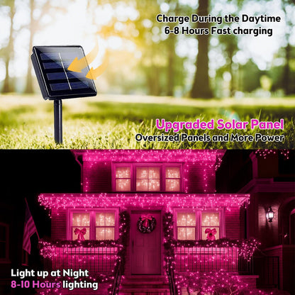 SANJICHA Pink Extra-Long Solar String Lights, 2-Pack 400 LED Solar Valentine Day Lights, Waterproof