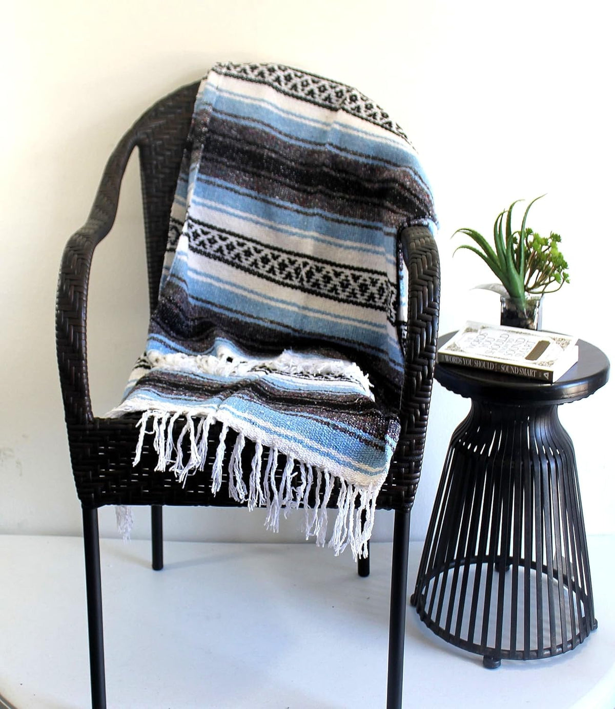 Del Mex Classic Mexican Blanket, Large Authentic Woven Falsa Throw (70"x50"), Artisan Southwest