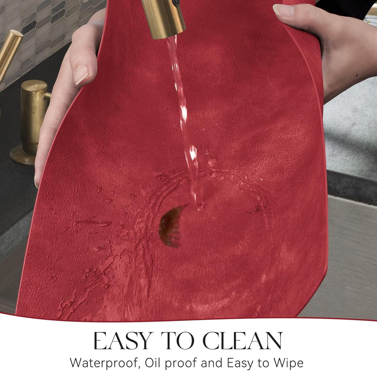 MOSAYT Vinyl Placemats Set of 8-12 X 17 Inch - Faux Leather 100% Waterproof Oil-Proof Wipeable PU