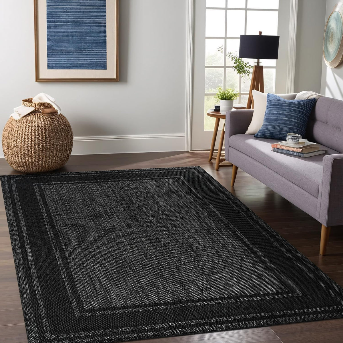 Beverly Rug Outdoor Rug 8x10 Modern Bordered Area Rugs for Indoor and Outdoor Patio Deck Porch
