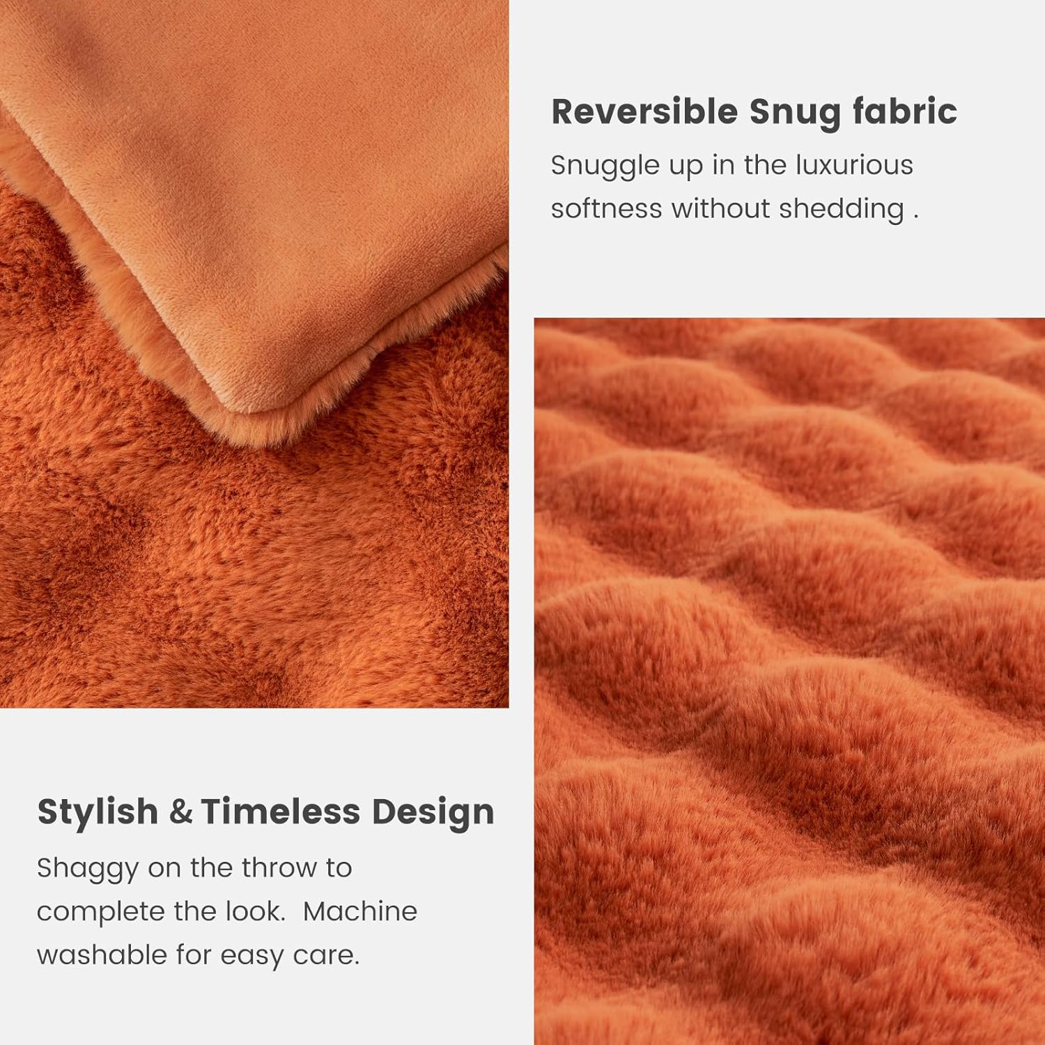 Cozy Bliss Faux Fur Throw Blanket for Couch, Fuzzy Soft Plush Thick Bubble Blanket for Sofa Bedroom