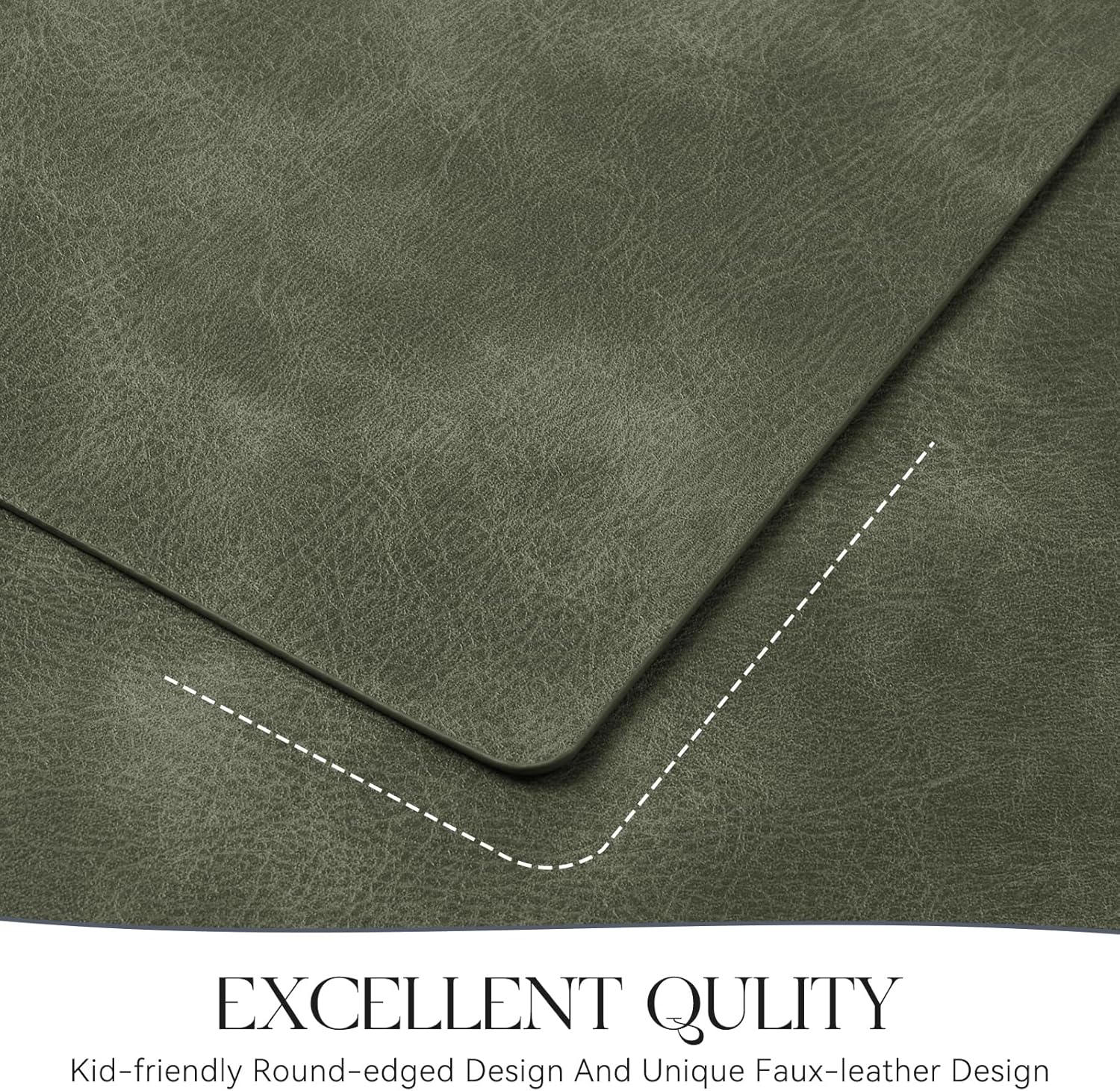 MOSAYT Vinyl Placemats Set of 6-12 X 17 Inch - Faux Leather 100% Waterproof Oil-Proof Wipeable PU