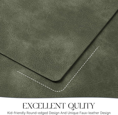 MOSAYT Vinyl Placemats Set of 6-12 X 17 Inch - Faux Leather 100% Waterproof Oil-Proof Wipeable PU