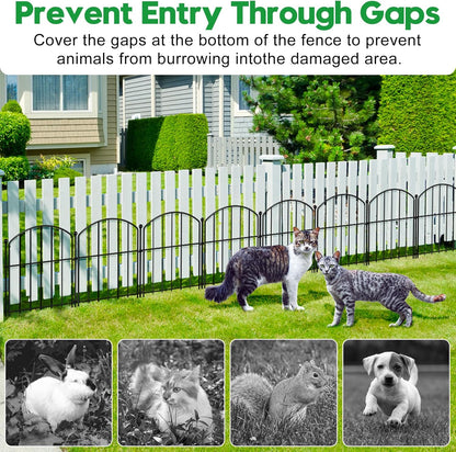 Decorative Garden Fence 17in (H) x50ft (L), Arched Rustproof Metal No Dig Fence for Dogs & Rabbit