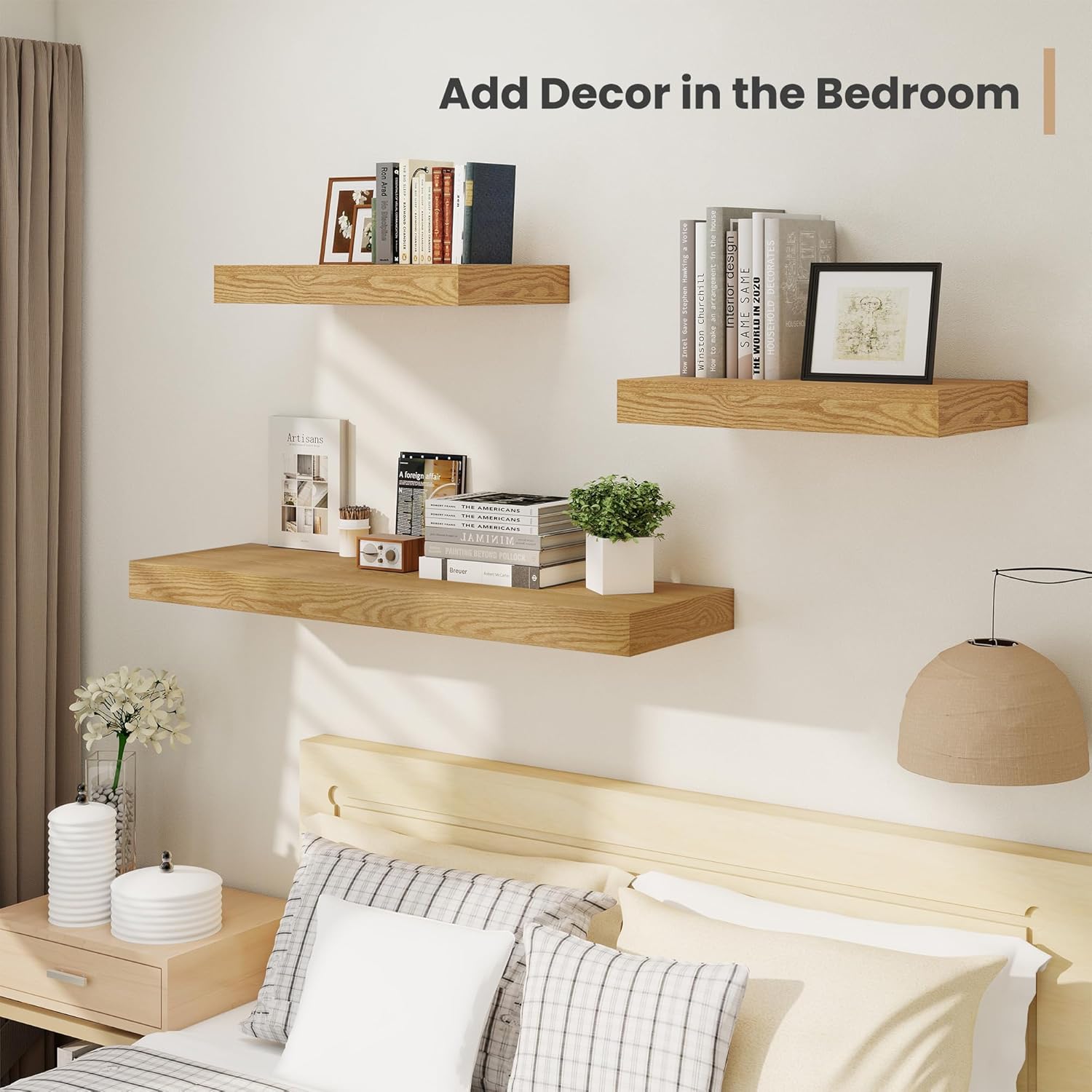 Heimlove 12" Deep Floating Shelves, 36 x 12 Inch Wall Mounted Long Floating Shelf with Invisible