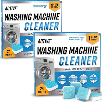 Washing Machine Cleaner Descaler 48 Pack - Value Size Deep Cleaning Tablets HE Front Loader & Top