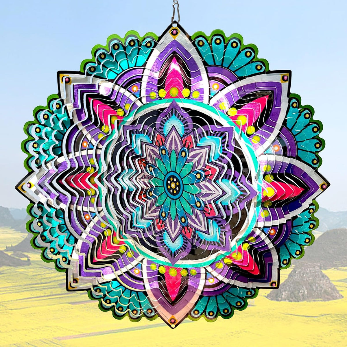 Hanging Wind Spinners for Yard and Garden Mandala Purple Star,Kinetic Wind Spinners Outdoor Worth