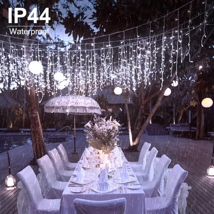 Brightown Icicle Lights Outdoor: 2 Packs, 132Ft with 276 Drops, 1472 LED Icicle Lights with Timer