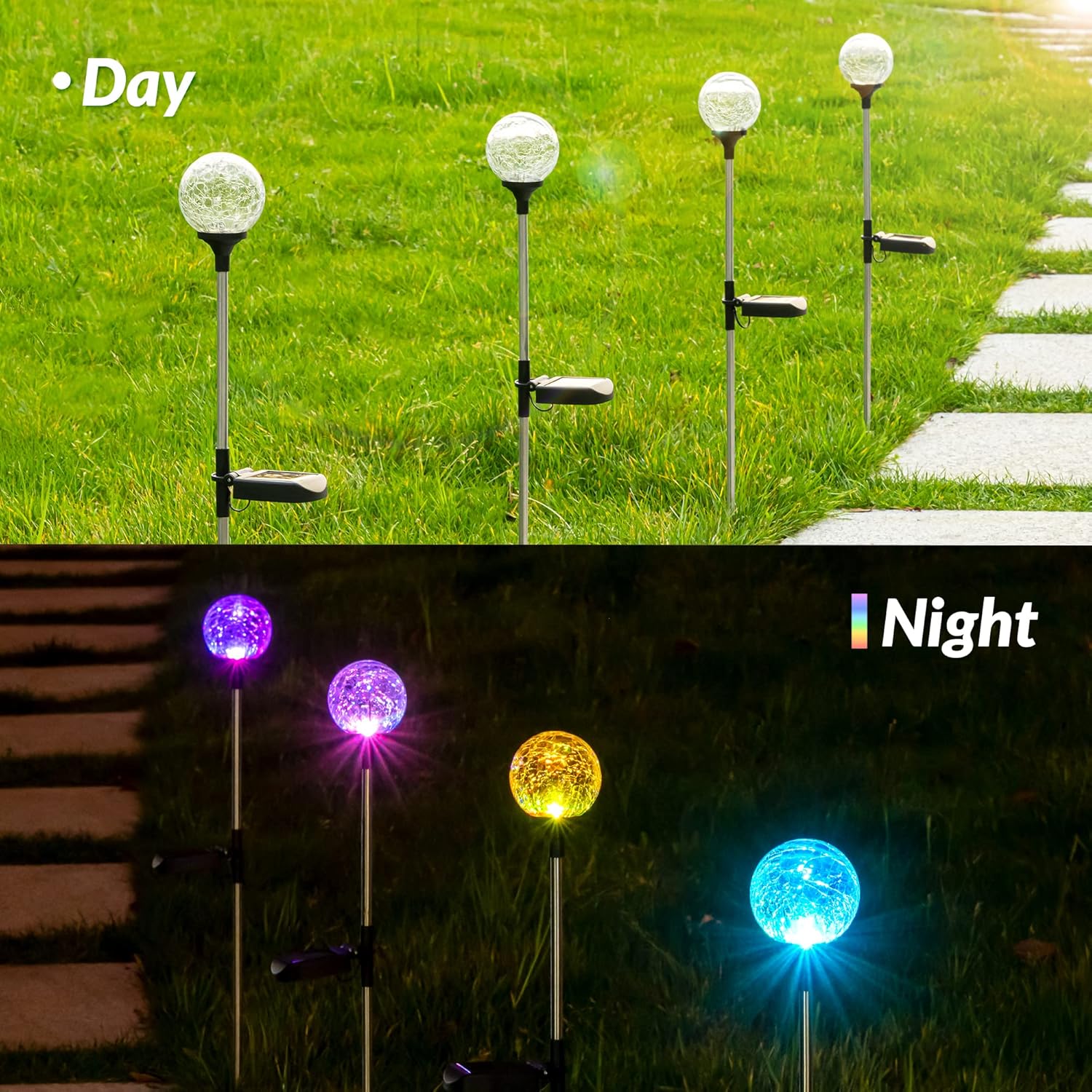 SOLPEX Solar Garden Lights 6 Pack, Solar Globe Lights Outdoor Waterproof, Solar Lights Outdoor