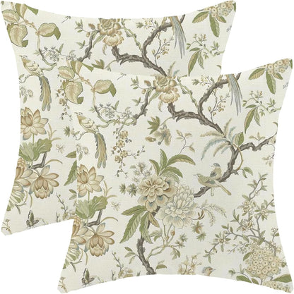 CXMEIFLY Spring Floral Birds Pillow Covers 24 x 24 Inch Set of 2 for Chinoiserie Flowers Decor