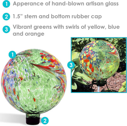 Sunnydaze 10-Inch Gazing Ball for Garden - Glass Gazing Globe for Outside - Garden Orb Yard Decor