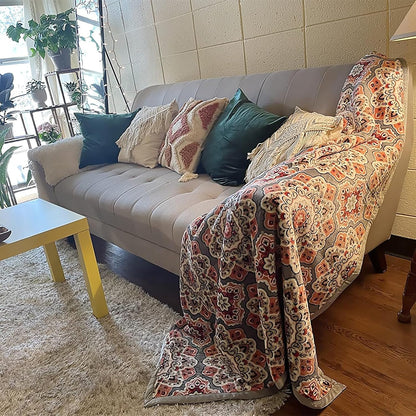 UKELER Floral Sherpa Bed Blanket King Size 90'' x 108'', Native American Cozy Warm Blanket for
