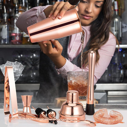 Cocktail Shaker Set, Mixology Bartender Kit 10-Piece Bar Tool Set with Stylish Bamboo Stand, Bar