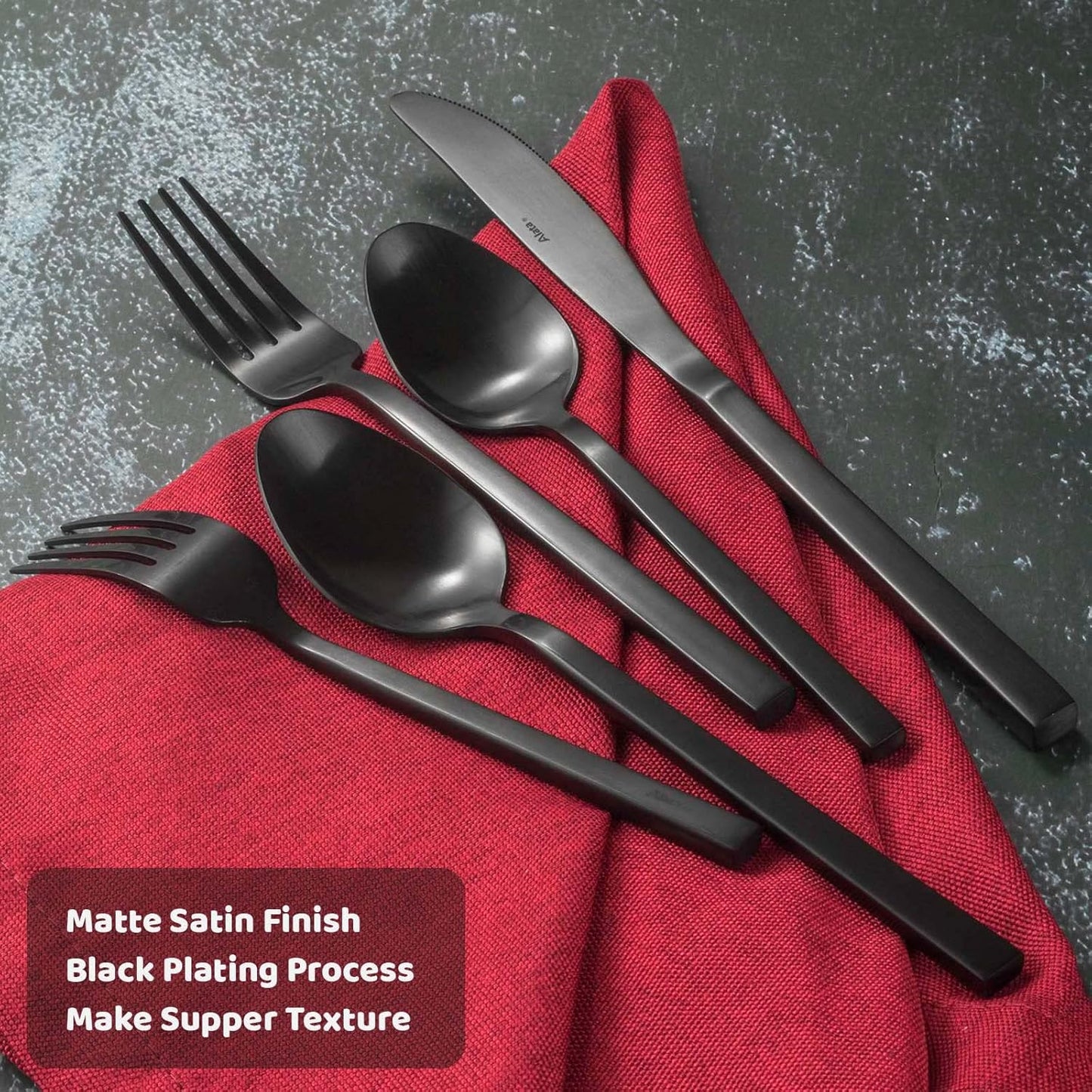Alata Cube 45-Piece Forged Stainless Steel Flatware Set Cutlery Set with Utensil-Serving Set