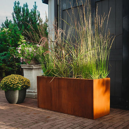 Corten Steel Corner Metal Planter Box Garden Steel Planter Pot for Patio Modern Farmhouse Rustic