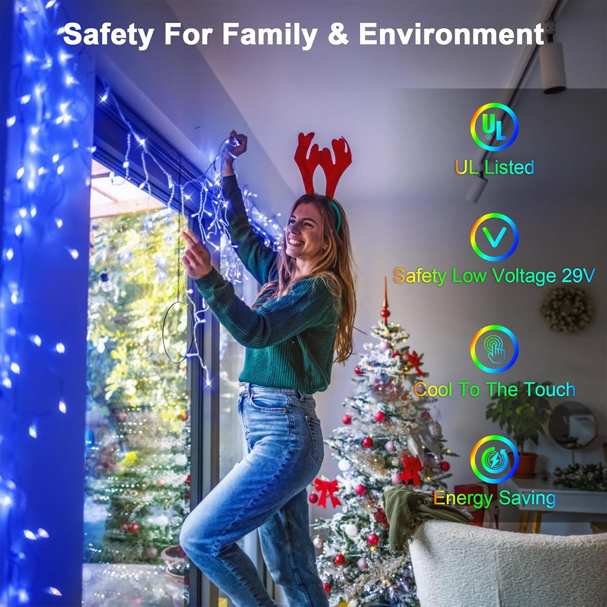132FT 1332 LED Outdoor Christmas Lights - 296 Ice Drops, 12 Pro Modes with Timer Memory &