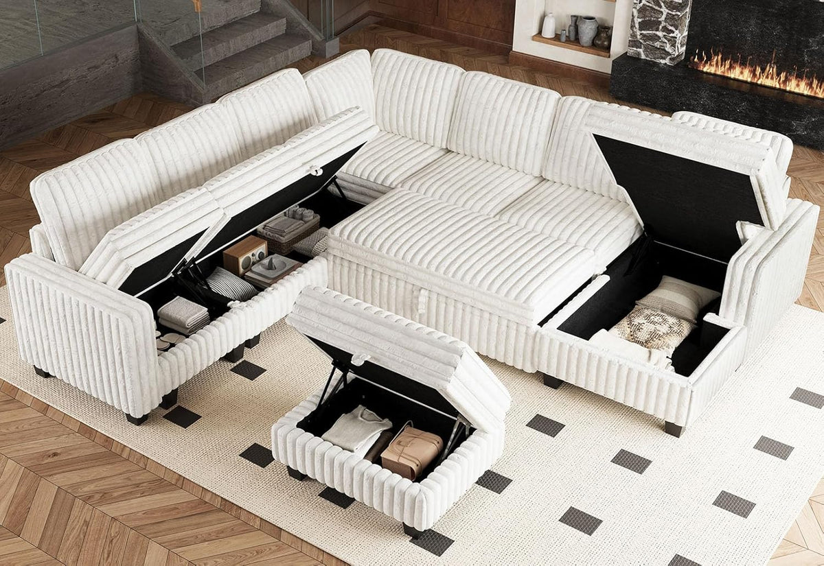 Belffin Oversized Sofa Bed Modular Sectional Sleeper Sofa with Pull Out Bed L Shaped Couch with