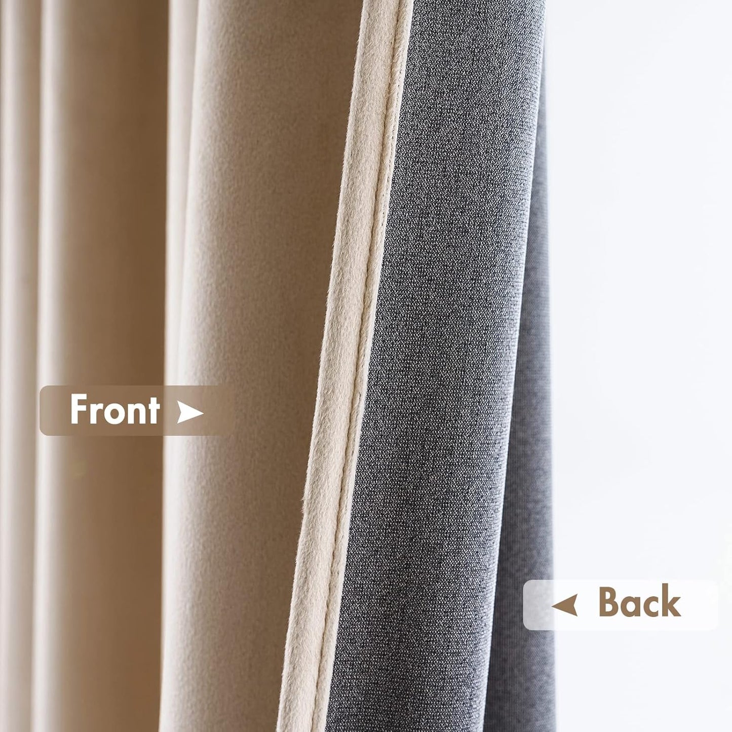 MIULEE Camel Beige Velvet Curtains Thermal Insulated Blackout Curtain Drapes for Bedroom Living