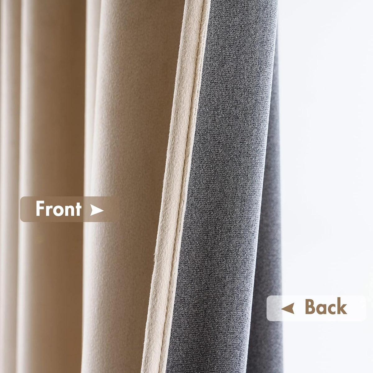 MIULEE Camel Beige Velvet Curtains Thermal Insulated Blackout Curtain Drapes for Bedroom Living