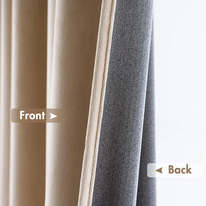 MIULEE Camel Beige Velvet Curtains Thermal Insulated Blackout Curtain Drapes for Bedroom Living