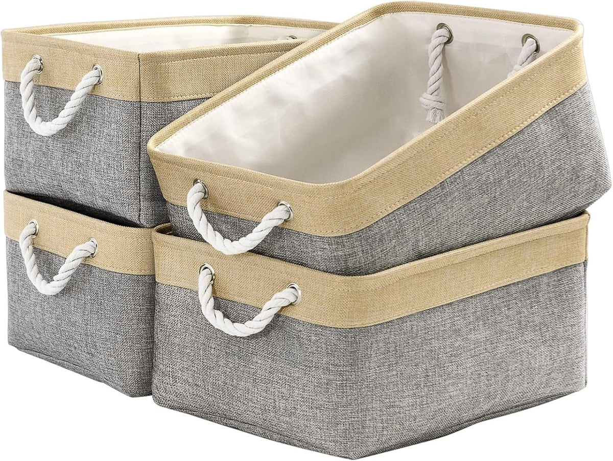 Organization and Storage Basket for Organizing - Large 4 Pack 16x12x8 inch Collapsible Baskets for