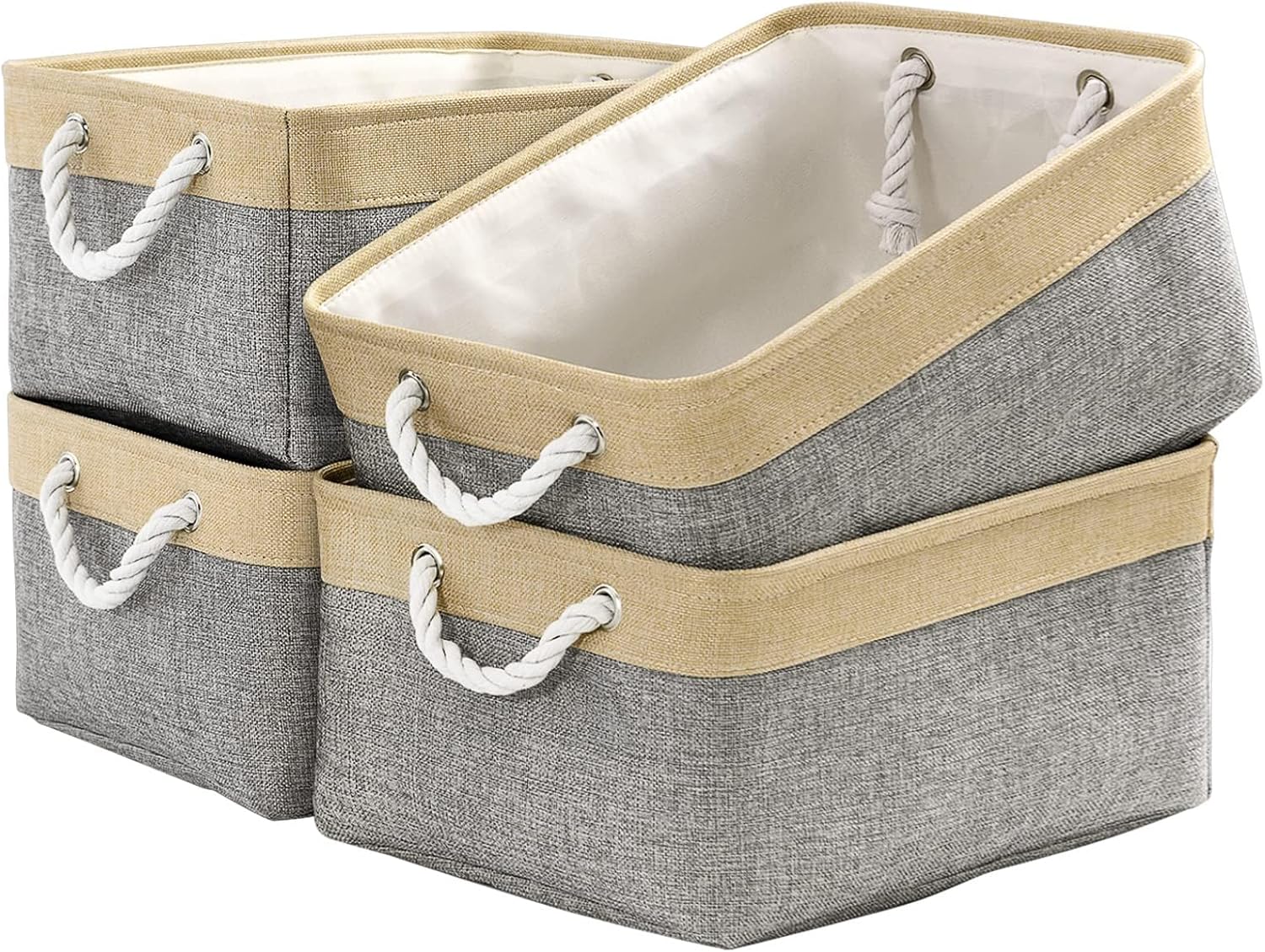 Organization and Storage Basket for Organizing - Large 4 Pack 16x12x8 inch Collapsible Baskets for