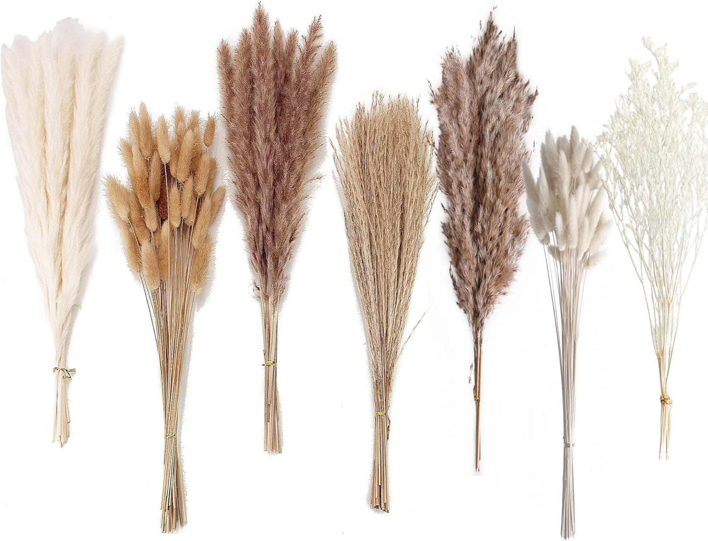Dried Pampas Grass Decor, 128PCS Pampas Grass with Bunny Tails Dried Flowers, Reed Grass Bouquet