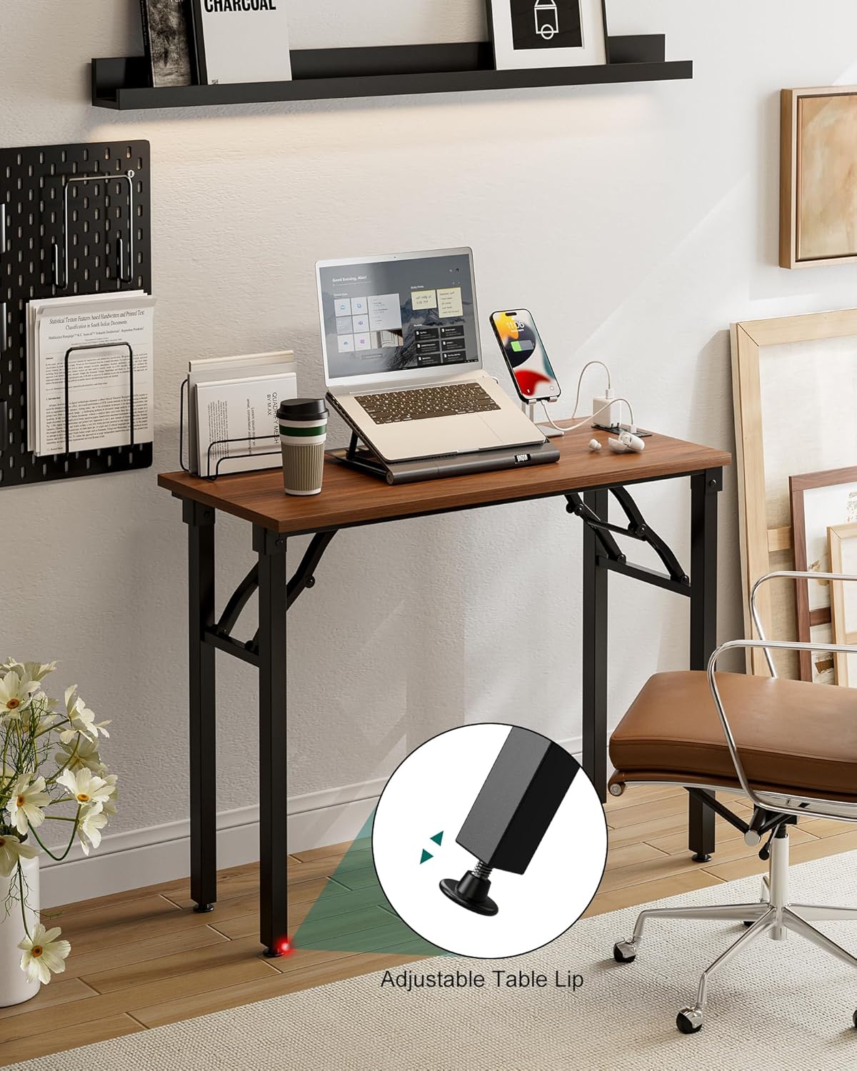Frylr Small Folding Computer Desk – 35.8 Inch Portable Table for Craft and Study, Lightweight Desk