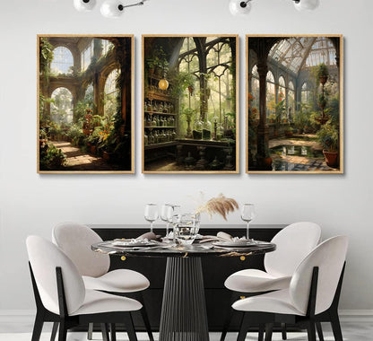 3pcs William Morris Green Plants Canvas Wall Art Medieval Castle Posters Prints Gothictalian