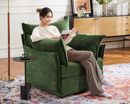 Oversized Accent Chair, Upholstered Modern Sofa Chair with Removable Backrest & Detachable Cover