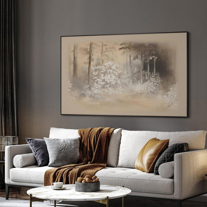 SIGNWIN 30"x60" Extra Large Framed Wall Art Misty Forest in Sepia Tones, Watercolor Woodland