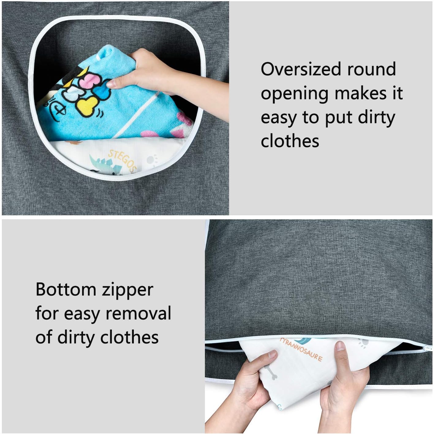 Hanging Laundry Bag with Over Door Hooks, Laundry Hamper and Space Saving Laundry Bag with Zipper