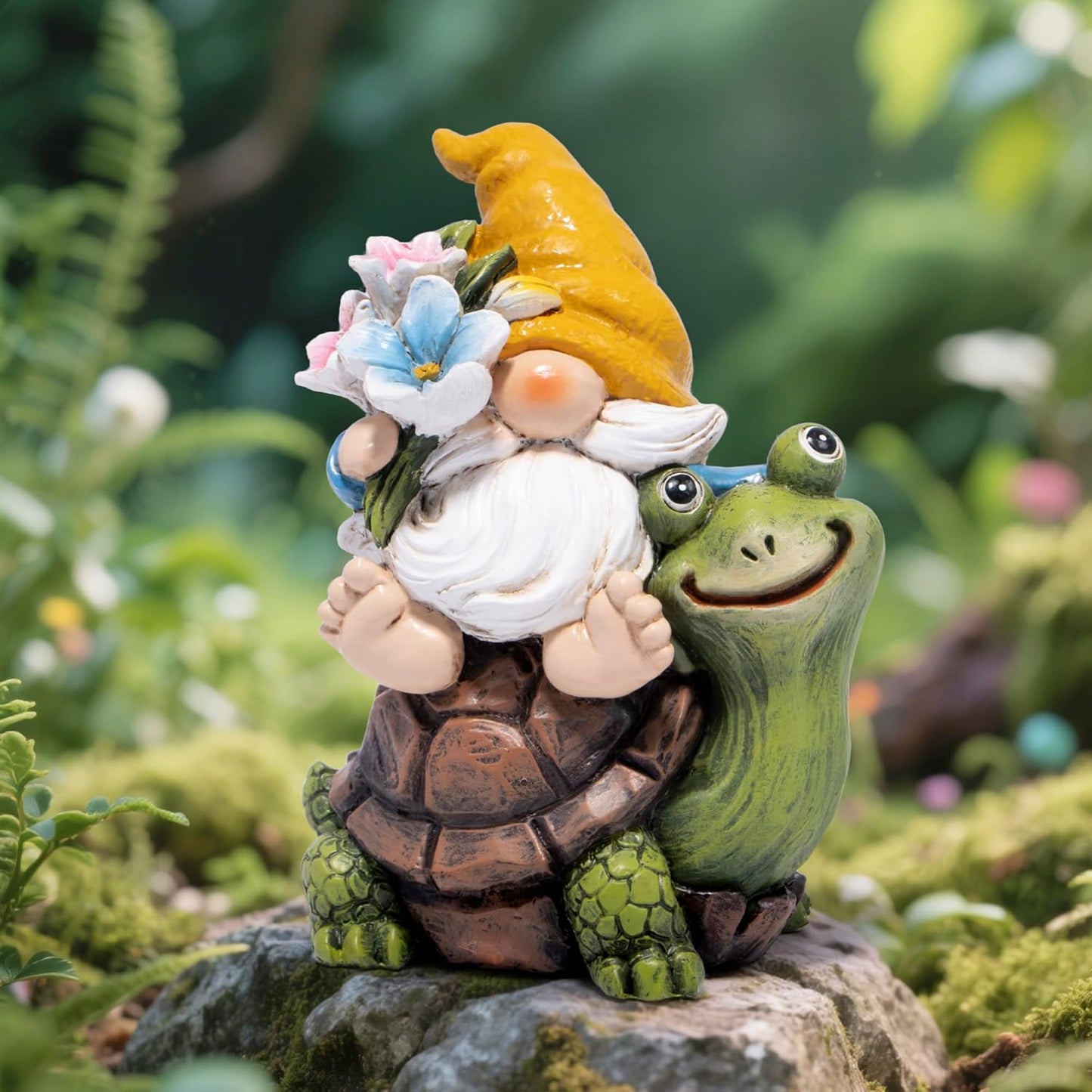 Hodao Spring Garden Gnome Decoration Flower Animal Ornaments Decor Gifts Spring Gnomes for Garden