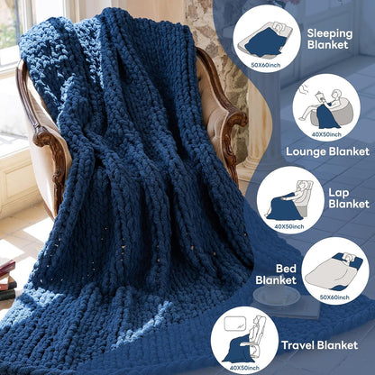 Chunky Knit Blanket - Luxury Soft Cozy 40 * 50 Throw Blanket,100% Woven Blanket Rope Knot Throw