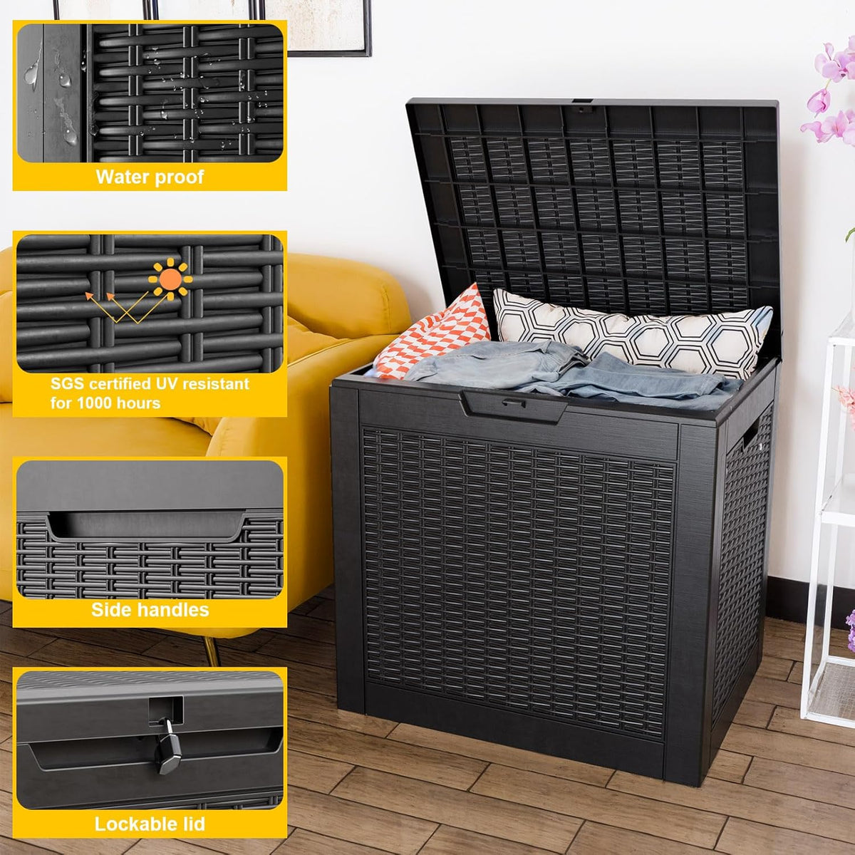 DRATO 31 Gallon Deck Box, Outdoor Storage Box for Patio Cushion, Sports Equipment, Garden Tools