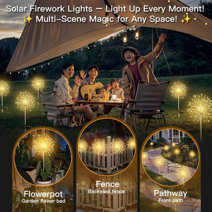 suddus Solar Garden Lights Outdoor Waterproof Decorative, 2Pack 150LED Firework Lights, Solar Fairy